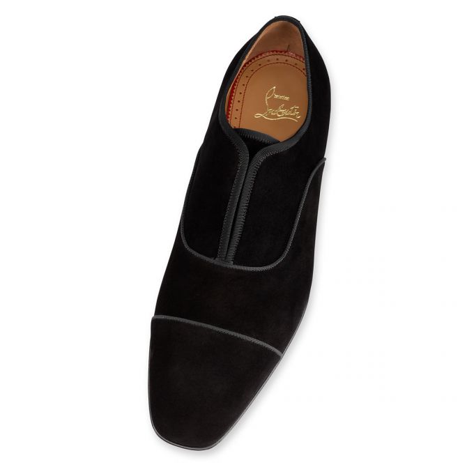 Christian Louboutin Alpha Male 000 Veau Velours Derby Derby Herren Schwarz | AT-85983