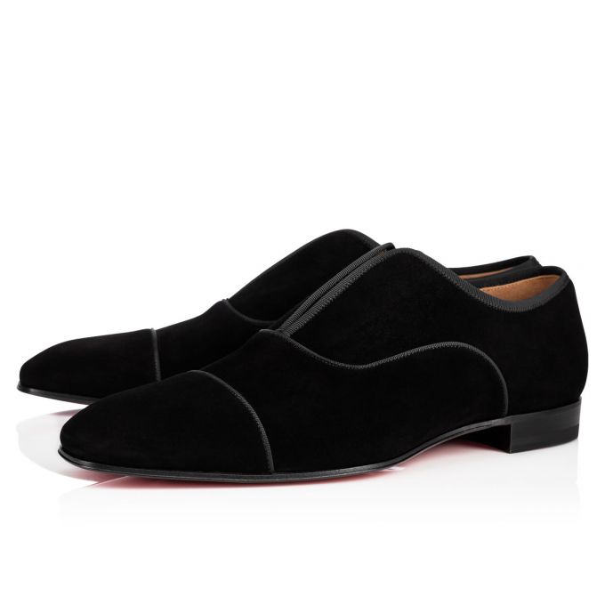 Christian Louboutin Alpha Male 000 Veau Velours Derby Derby Herren Schwarz | AT-85983