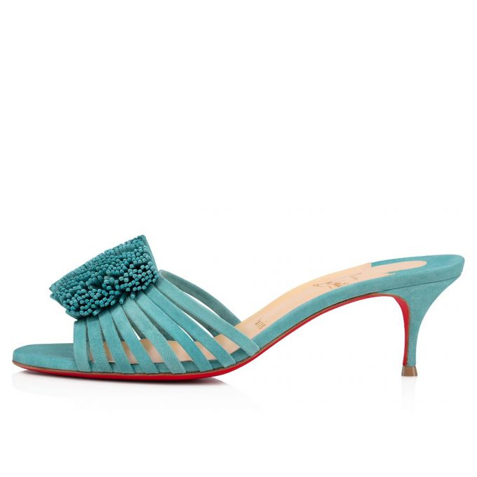 Christian Louboutin Belbrossa 55 Veau Velours Sandals Sandalen Damen Blau | AT-04035