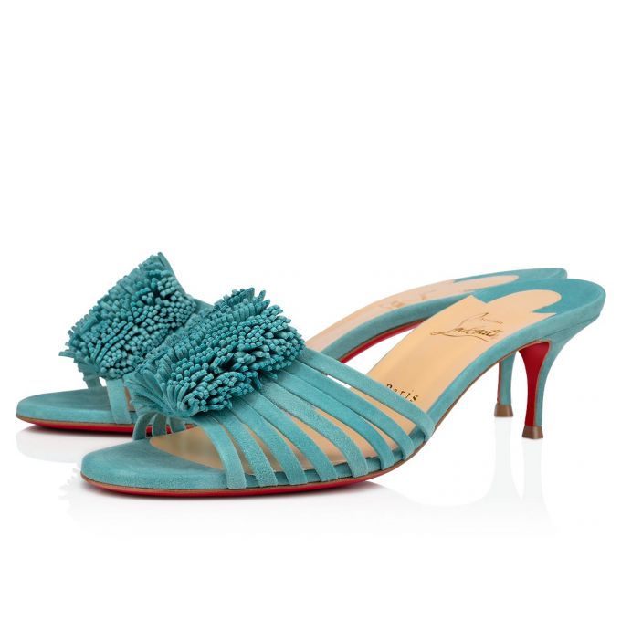 Christian Louboutin Belbrossa 55 Veau Velours Sandals Sandalen Damen Blau | AT-04035