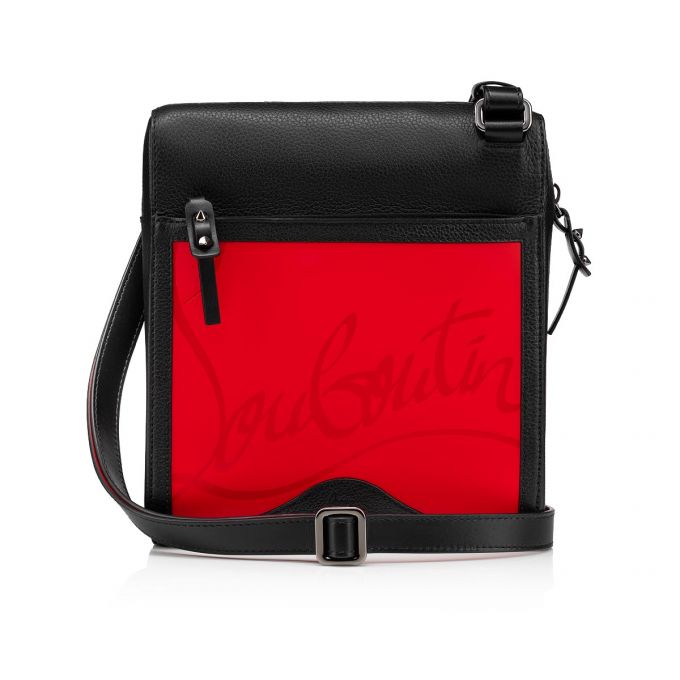 Christian Louboutin Benech Medium Reporter Klassische Leder Messenger Bags Kuriertaschen Herren Rot Schwarz | AT-41476