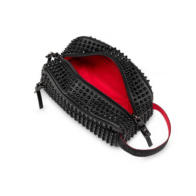 Christian Louboutin Blaster Calf Empire/Spikes/Cl Klassische Leder Pouches Beuteltasche Herren Schwarz | AT-59815