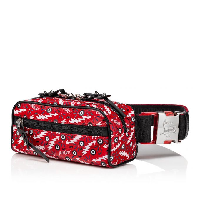 Christian Louboutin Blaster Creative Fabric Pouches Beuteltasche Herren Rot Schwarz | AT-26162