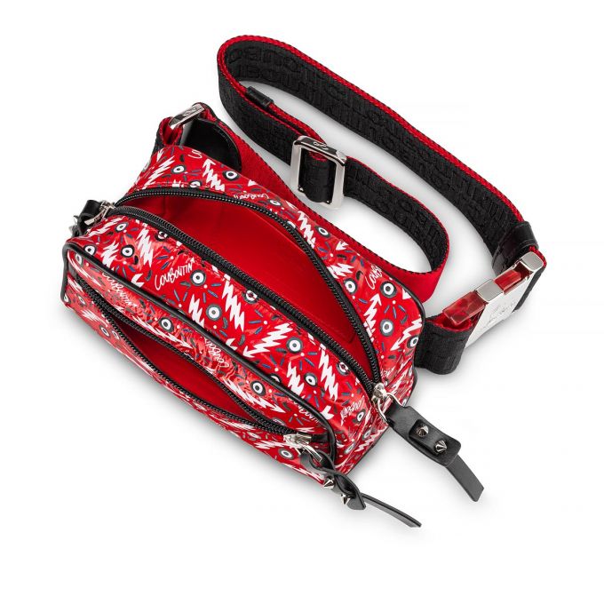 Christian Louboutin Blaster Creative Fabric Pouches Beuteltasche Herren Rot Schwarz | AT-26162