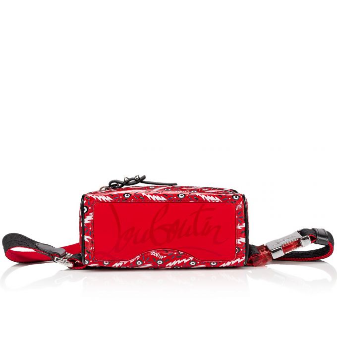 Christian Louboutin Blaster Creative Fabric Pouches Beuteltasche Herren Rot Schwarz | AT-26162