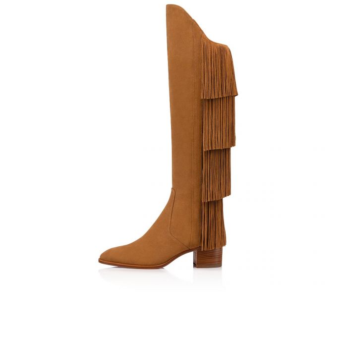 Christian Louboutin Boot Lion 55 Fes Veau Velours Boots Stiefel Damen Braun | AT-67519