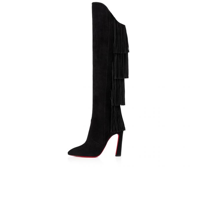 Christian Louboutin Boot Lionne 100 Veau Velours Boots Stiefel Damen Schwarz | AT-43868