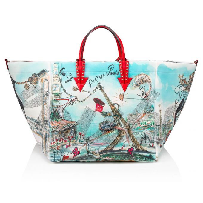 Christian Louboutin Cabaraparis Neopren Tote Bags Tragetaschen Damen Mehrfarbig Rot | AT-82730