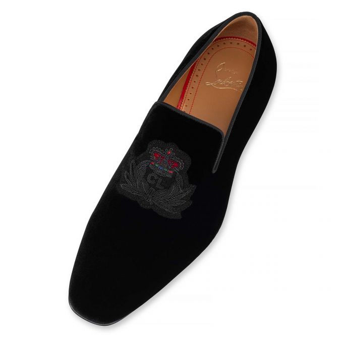 Christian Louboutin Captain Colonna 000 Velvet Loafer Loafers Herren Schwarz Gold | AT-76384