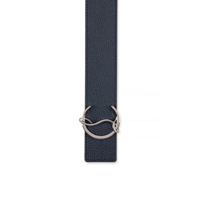 Christian Louboutin Cl Logo Belt 40 Klassische Leder Belts Gürtel Herren Navy Schwarz Silber | AT-37872