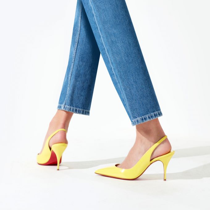 Christian Louboutin Clare Sling 080 80 Citronnade Lack Pumps Pumps Damen Gelb | AT-01989