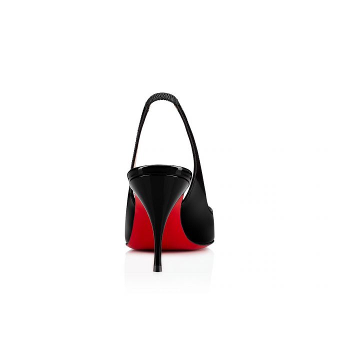 Christian Louboutin Clare Sling 080 80 Lack Sandals Sandalen Damen Schwarz | AT-66407