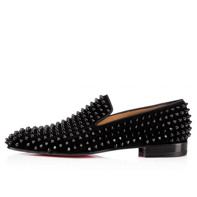 Christian Louboutin Dandelion Spike 000 Veau Velours Loafer Loafers Herren Schwarz | AT-27312