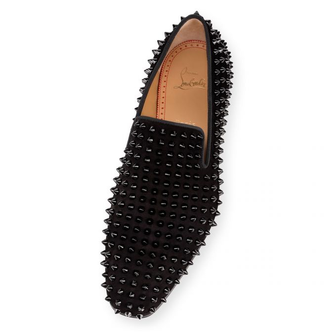 Christian Louboutin Dandelion Spike 000 Veau Velours Loafer Loafers Herren Schwarz | AT-27312