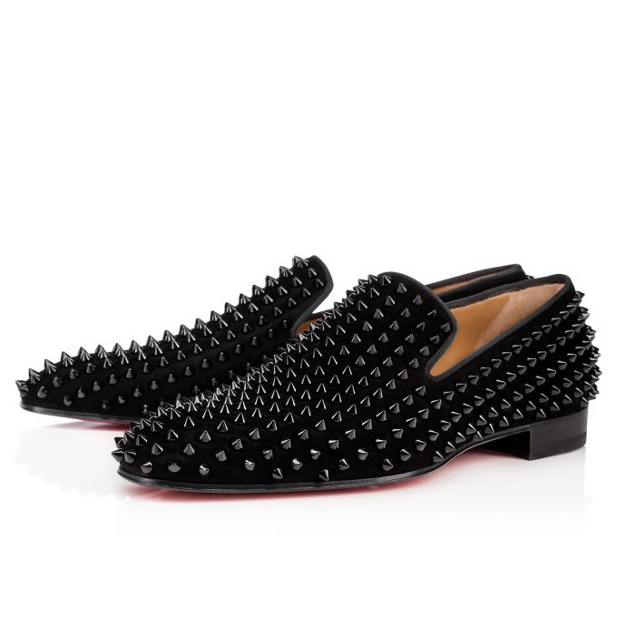 Christian Louboutin Dandelion Spike 000 Veau Velours Loafer Loafers Herren Schwarz | AT-27312