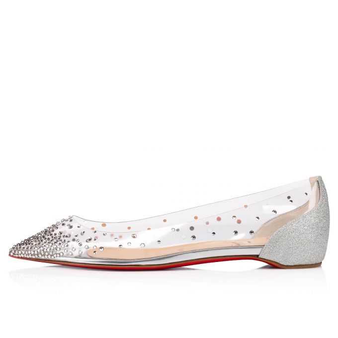 Christian Louboutin Degrastrass Pvc 000 Version Pvc Flats Flats Damen Silber | AT-45271