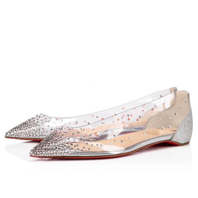 Christian Louboutin Degrastrass Pvc 000 Version Pvc Flats Flats Damen Silber | AT-45271