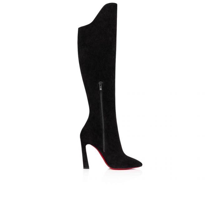 Christian Louboutin Eleonor Botta 100 Veau Velours Boots Stiefel Damen Schwarz | AT-44685