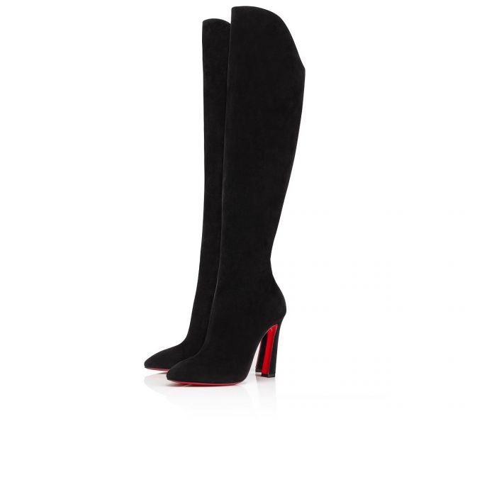 Christian Louboutin Eleonor Botta 100 Veau Velours Boots Stiefel Damen Schwarz | AT-44685