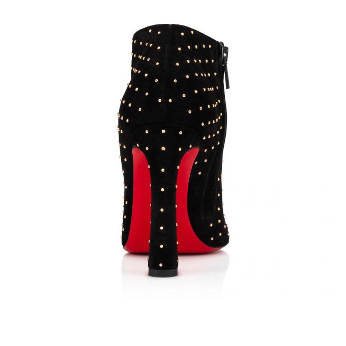 Christian Louboutin Eleonor Plume 100 Veau Velours Boots Stiefel Damen Schwarz Gold | AT-41103