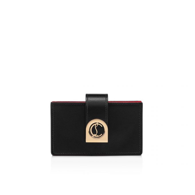 Christian Louboutin Elisa Accordeon Card Holder Klassische Leder Card Holder Card Holder Damen Schwarz Gold | AT-89145