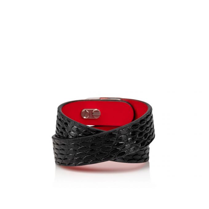 Christian Louboutin Elisa Bracelet Double 15 Calf Bracelets Bracelets Damen Schwarz Silber | AT-51615