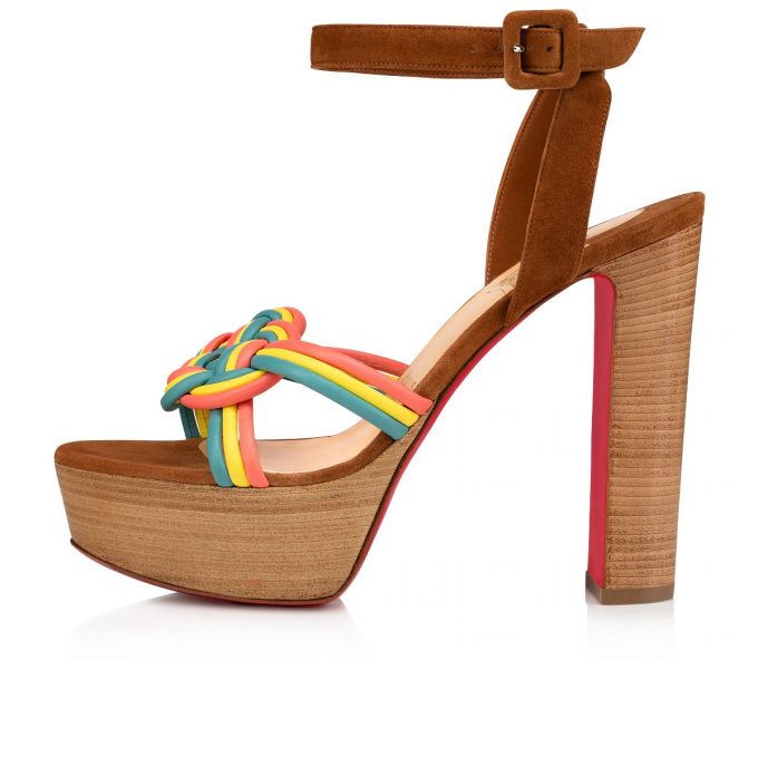 Christian Louboutin Ella 130 Nappa Sandals Sandalen Damen Mehrfarbig Beige | AT-28875