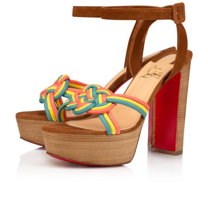 Christian Louboutin Ella 130 Nappa Sandals Sandalen Damen Mehrfarbig Beige | AT-28875