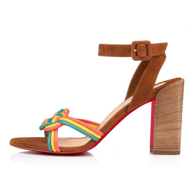 Christian Louboutin Ella 85 Nappa Sandals Sandalen Damen Mehrfarbig Beige | AT-11768