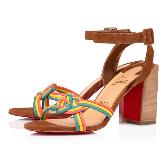 Christian Louboutin Ella 85 Nappa Sandals Sandalen Damen Mehrfarbig Beige | AT-11768