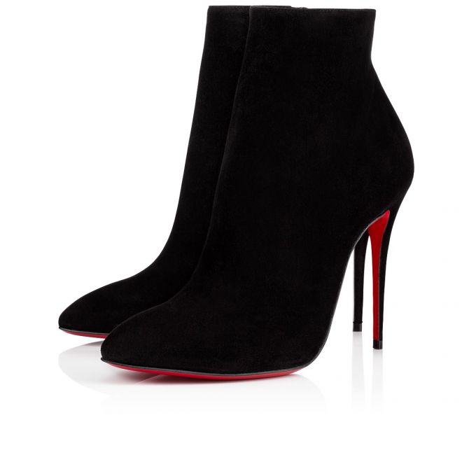 Christian Louboutin Eloise Booty 100 100 Veau Velours Boots Stiefel Damen Schwarz | AT-21994