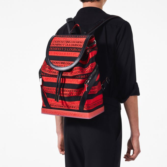 Christian Louboutin Explorafunk Creative Fabric Backpack Rucksäcke Herren Schwarz Rot | AT-03899