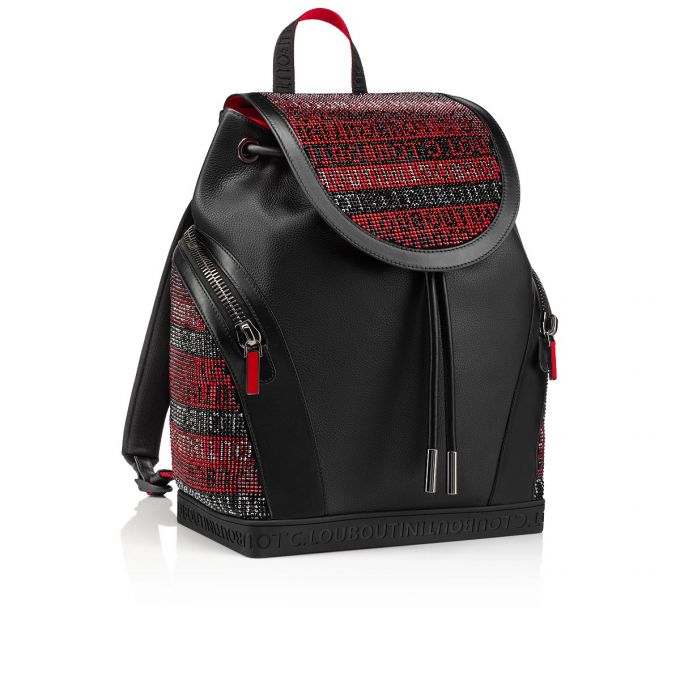 Christian Louboutin Explorafunk S Creative Leder Backpack Rucksäcke Herren Schwarz Rot | AT-89941