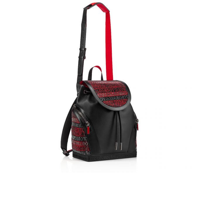 Christian Louboutin Explorafunk S Creative Leder Backpack Rucksäcke Herren Schwarz Rot | AT-89941