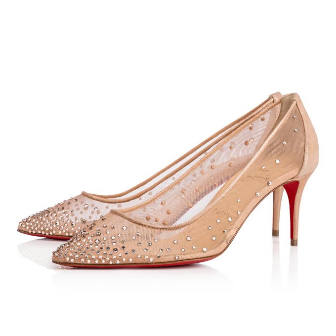 Christian Louboutin Follies Strass 070 70 Version Light Silk Strass Pumps Pumps Damen Beige | AT-79641