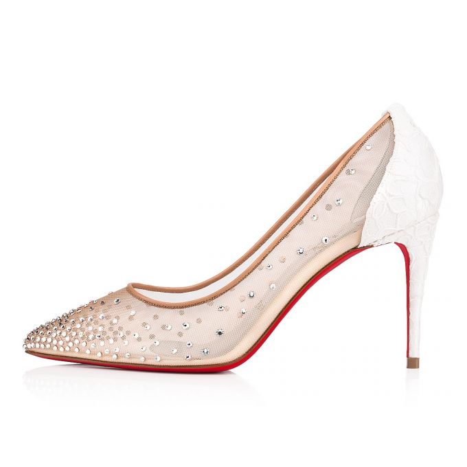 Christian Louboutin Follies Strass 085 85 Version Off Dentelle Pumps Pumps Damen Weiß | AT-40170