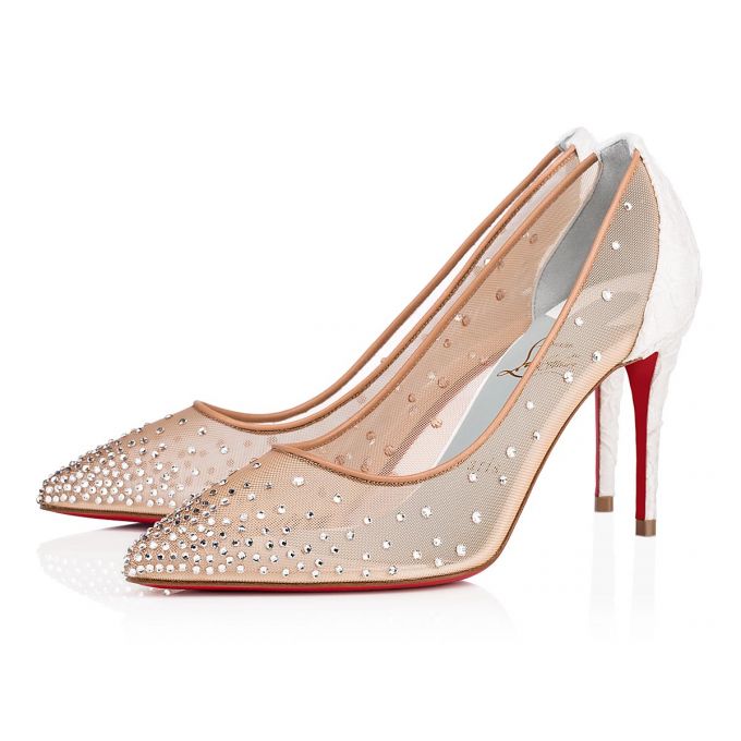 Christian Louboutin Follies Strass 085 85 Version Off Dentelle Pumps Pumps Damen Weiß | AT-40170