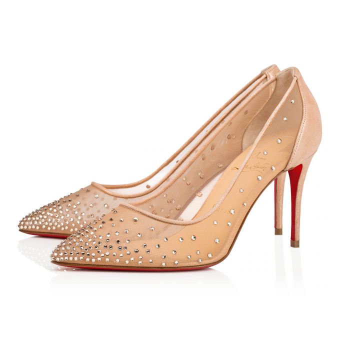 Christian Louboutin Follies Strass 085 85 Version Light Silk Wildleder Pumps Pumps Damen Beige | AT-72557