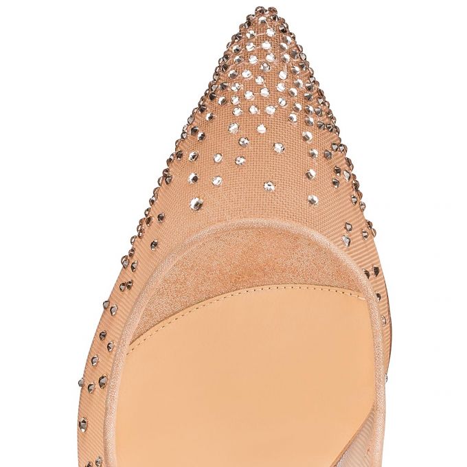 Christian Louboutin Follies Strass 100 100 Version Light Silk Strass Pumps Pumps Damen Beige | AT-30277