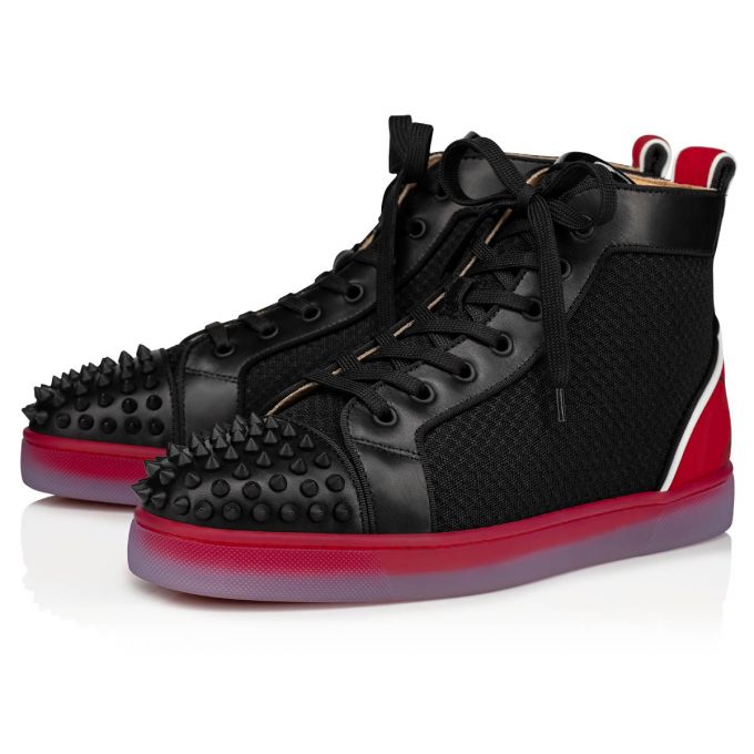 Christian Louboutin Fun Lou Spikes 000 Version Mesh Sneakers Sneakers Herren Schwarz Rot | AT-21450