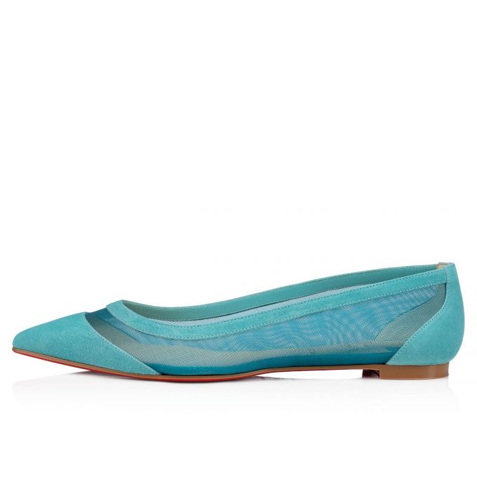 Christian Louboutin Galativi 000 Version Noumea Veau Velours Flats Flats Damen Türkis | AT-19170