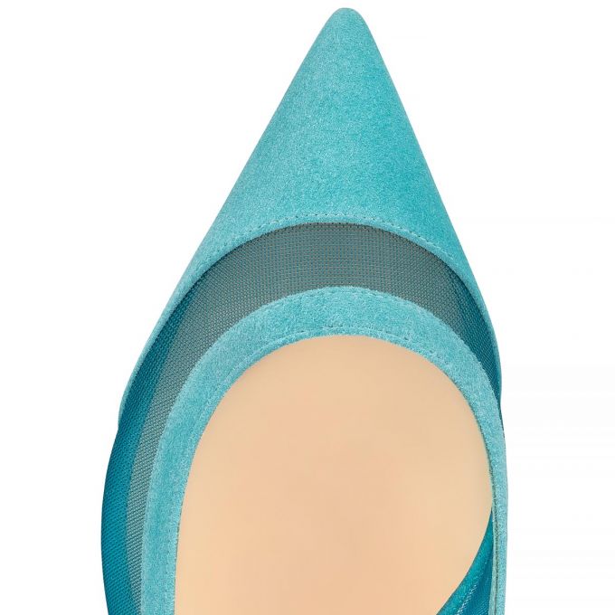 Christian Louboutin Galativi 000 Version Noumea Veau Velours Flats Flats Damen Türkis | AT-19170