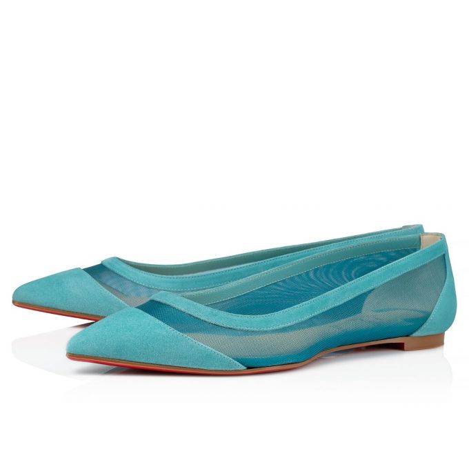 Christian Louboutin Galativi 000 Version Noumea Veau Velours Flats Flats Damen Türkis | AT-19170