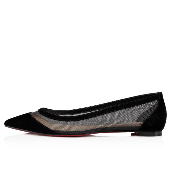 Christian Louboutin Galativi 000 Version Veau Velours Flats Flats Damen Schwarz | AT-27386