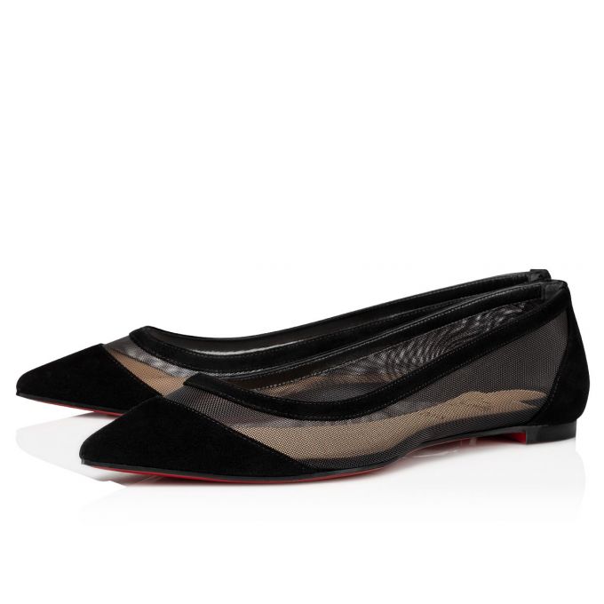 Christian Louboutin Galativi 000 Version Veau Velours Flats Flats Damen Schwarz | AT-27386