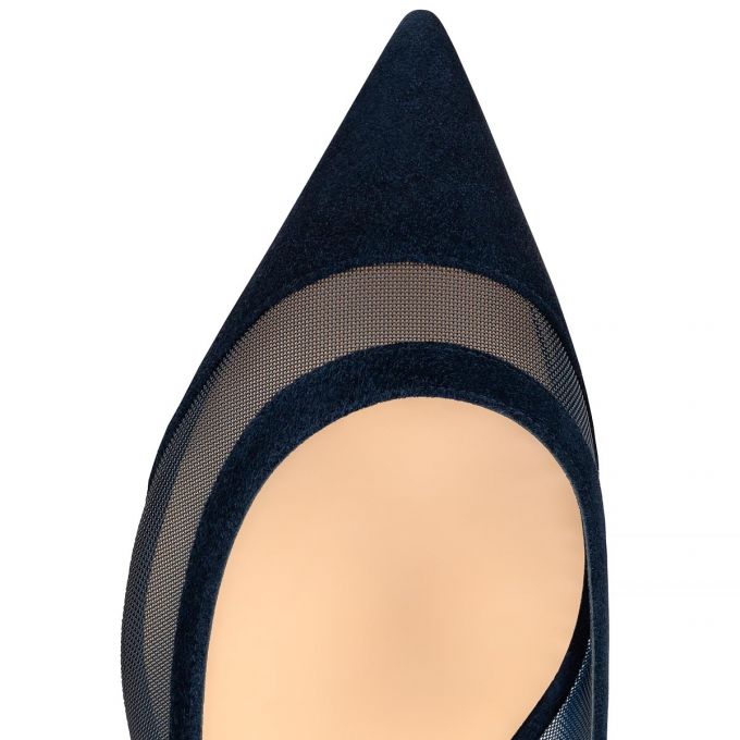 Christian Louboutin Galativi 000 Version Marine Veau Velours Flats Flats Damen Navy | AT-43459