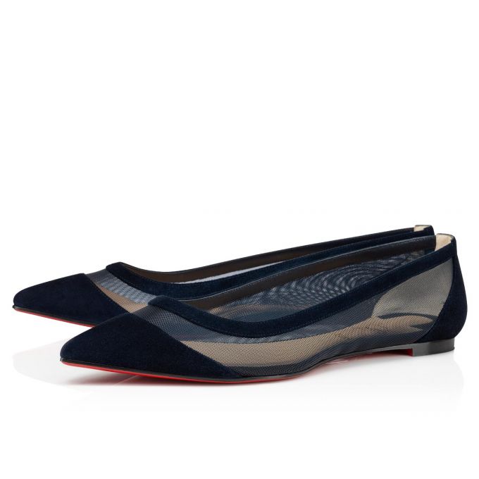 Christian Louboutin Galativi 000 Version Marine Veau Velours Flats Flats Damen Navy | AT-43459