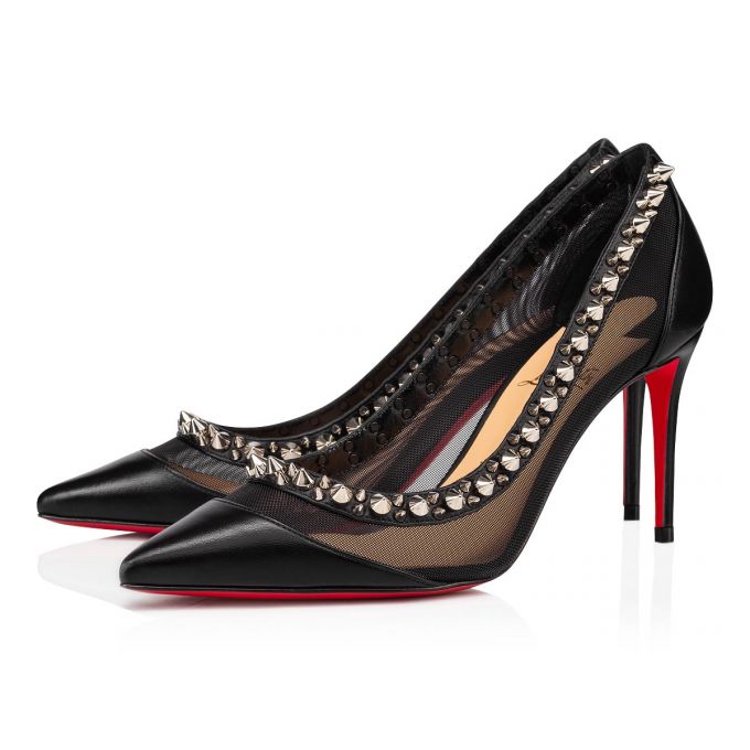 Christian Louboutin Galativi Spikes 85 Fishnet Pumps Pumps Damen Schwarz Silber | AT-56368