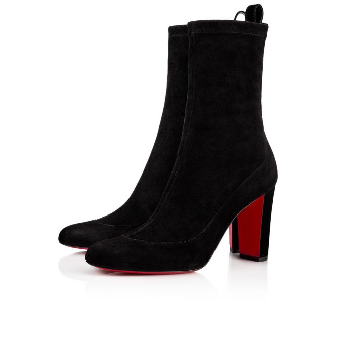 Christian Louboutin Gena Bootie 085 85 Veau Velours Boots Stiefel Damen Schwarz | AT-51906