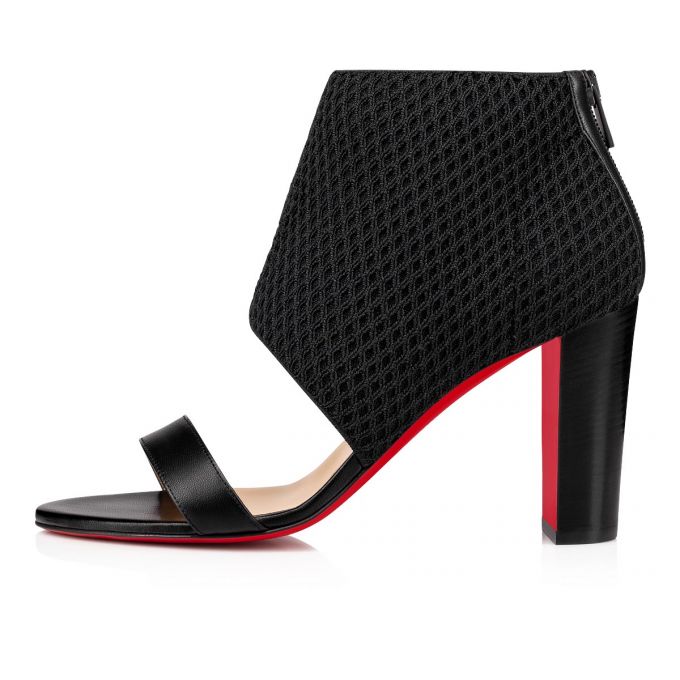 Christian Louboutin Georgette Boot 85 Lucido Mesh Sandals Sandalen Damen Schwarz | AT-73990